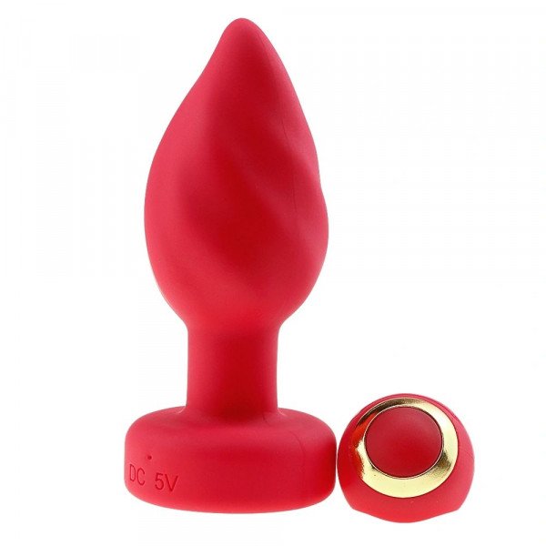Anal Plug Led Light Vibrating Plug, Remote Control, 10 Vibration Modes, Silicone, USB, Red, 9 cm 6427885026088 Anál
