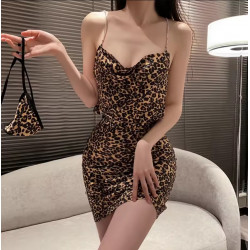 Open Back Dress Leopard Lady, Animal Print, S-L 6427885011749 Mini ruha Mini ruha