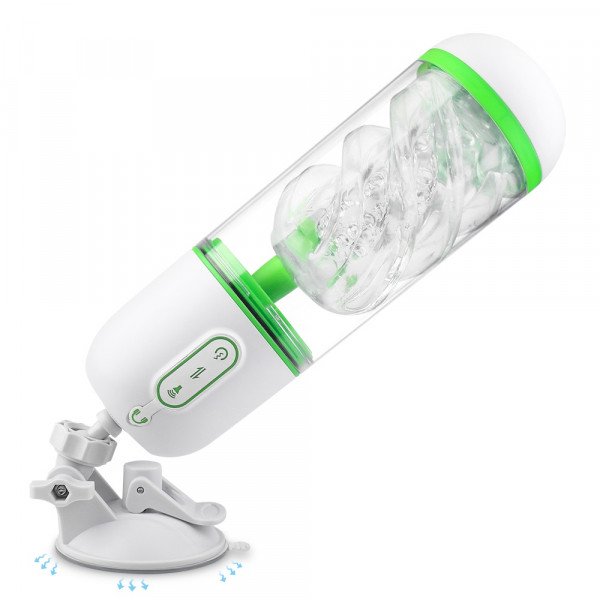 Icey Masturbator With Handsfree Support 9 Vibration Modes + 3 Modes White / Green  5000128032131 Multifunkciós