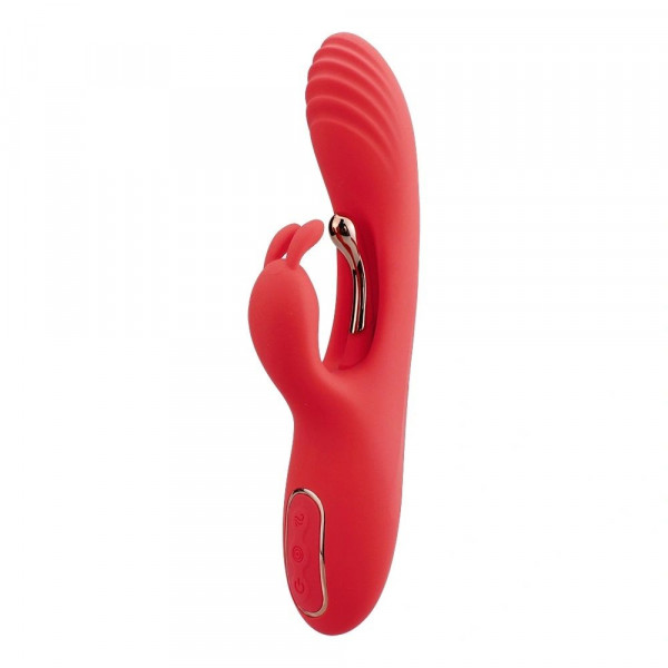 Flame Rabbit Vibrator, Super Powerful, 3 Independent Motors, 9 Vibration Modes, Silicone, USB, Red, 22.2 cm 6427885026439 Multifunkciós