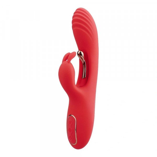 Flame Rabbit Vibrator, Super Powerful, 3 Independent Motors, 9 Vibration Modes, Silicone, USB, Red, 22.2 cm 6427885026439 Multifunkciós
