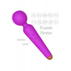 Stymulator-Rechargeable Power Wand USB 10 Functions - Purple Multifunkciós