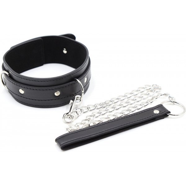 Fetish Fever - Collar with leash - Black 7422256284233 Fetish
