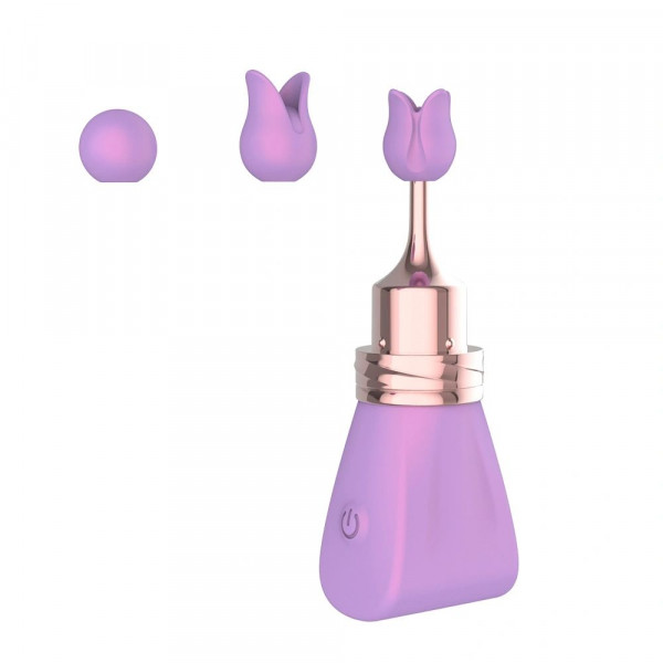 Mini Vibrator Lilac Bow with 3 Interchangeable Accessories, Silicone, ABS, USB, Lilac, 8.8 cm 6427885028723 Csiklóizgatók