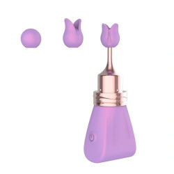 Mini Vibrator Lilac Bow with 3 Interchangeable Accessories, Silicone, ABS, USB, Lilac, 8.8 cm 6427885028723 Csiklóizgatók Csiklóizgatók