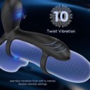 Penis Ring with Vibrations and Rotating Movements, Remote Control, Silicone, USB, Black 6427885028631 Multifunkciós