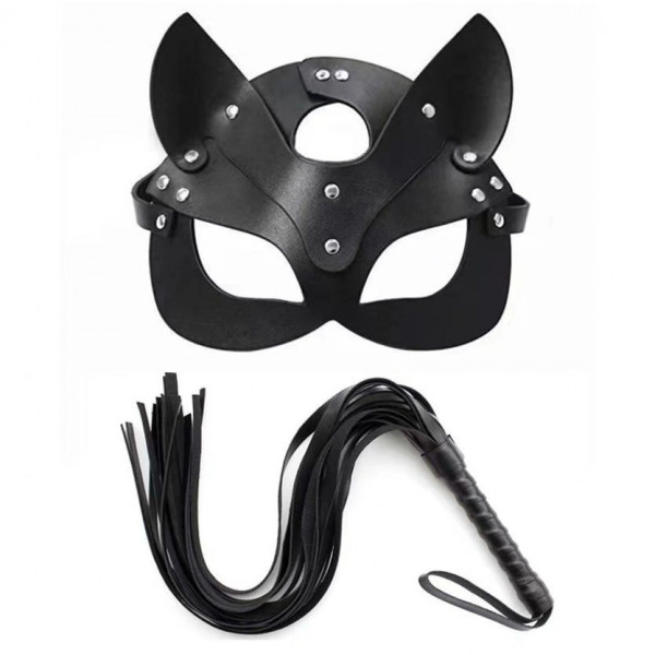 Fetish Set-Mask and Whip, Black 6427885026309 szett