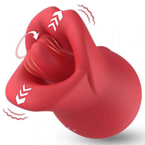 Vibrator Seductive Lips 3 in 1, Vibrating, Licking, Biting, Silicon, USB Magnetic, Rosu, 9 cm 6427885028679 Csiklóizgatók