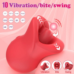 Vibrator Seductive Lips 3 in 1, Vibrating, Licking, Biting, Silicon, USB Magnetic, Rosu, 9 cm 6427885028679 Csiklóizgatók