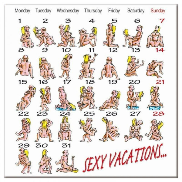 Kamasutra Calendar Magnet, 31 Sexual Positions  8412345052484 Tréfás ajándékok