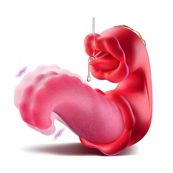 Sexy Lips Stimulator, 10 Vibration Modes, 10 Vibration Modes, 10 Rotation Modes, Silicone, USB Magentic, Red, 14.5 cm 6427885028754 Multifunkciós