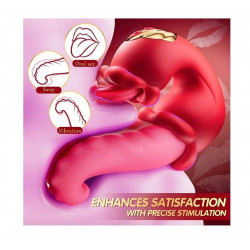 Sexy Lips Stimulator, 10 Vibration Modes, 10 Vibration Modes, 10 Rotation Modes, Silicone, USB Magentic, Red, 14.5 cm 6427885028754 Multifunkciós