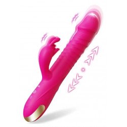 Thrusting Bunny Vibrator, 10 Vibration Modes, 3 Thrusting Modes, Silicone, USB, Pink, 23 cm  6427885028846 Multifunkciós Multifunkciós
