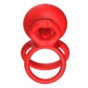 Tongue Licking Penis Ring, Bluetooth Control, Mobile App, Silicone, USB, Red 6427885030917 Multifunkciós