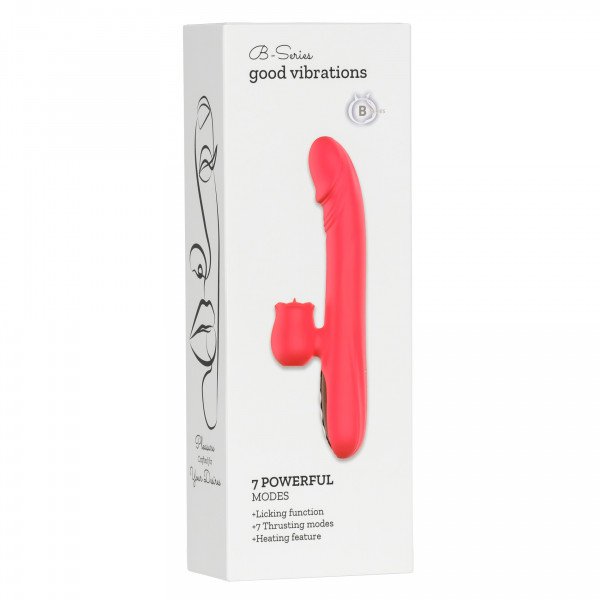 Silicone Vibrator 7 Powerful Modes - Licking, 7 ThrustingHeating, Red 5906233082347 Multifunkciós