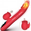 Silicone Vibrator 7 Powerful Modes - Licking, 7 ThrustingHeating, Red 5906233082347 Multifunkciós