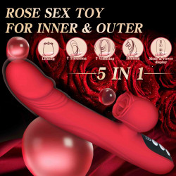 Silicone Vibrator 7 Powerful Modes - Licking, 7 ThrustingHeating, Red 5906233082347 Multifunkciós