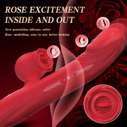 Silicone Vibrator 7 Powerful Modes - Licking, 7 ThrustingHeating, Red 5906233082347 Multifunkciós
