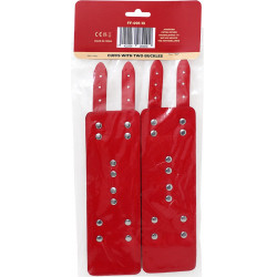 Fetish Fever - Cuffs with two buckles - Red