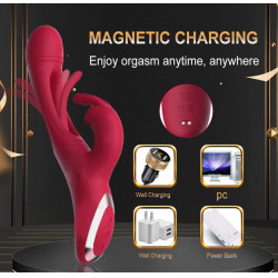 Yara Vibrator, Vibrating & Tapping, Silicone, Magnetic USB, Dark Red, 24.1 cm 6427885005069 Multifunkciós