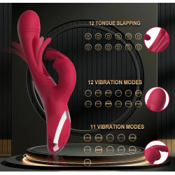 Yara Vibrator, Vibrating & Tapping, Silicone, Magnetic USB, Dark Red, 24.1 cm 6427885005069 Multifunkciós