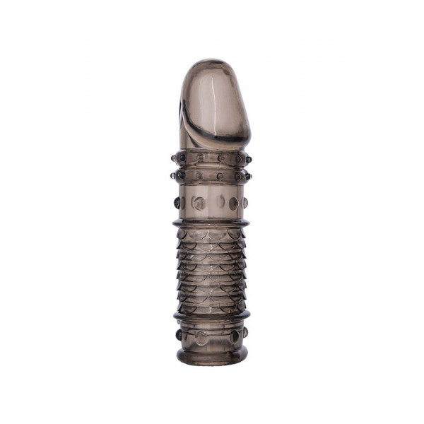 XLover, Penis sleeve, for enlargement, TPE, transparent black, 13.5 cm 6975325851542 Pénisz feltétek