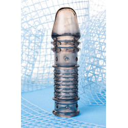 XLover, Penis sleeve, for enlargement, TPE, transparent black, 13.5 cm 6975325851542 Pénisz feltétek