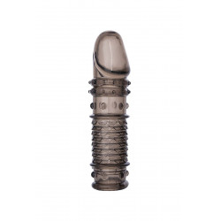 XLover, Penis sleeve, for enlargement, TPE, transparent black, 13.5 cm 6975325851542 Pénisz feltétek Pénisz feltétek