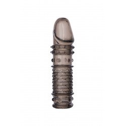 XLover, Penis sleeve, for enlargement, TPE, transparent black, 13.5 cm 6975325851542 Pénisz feltétek Pénisz feltétek