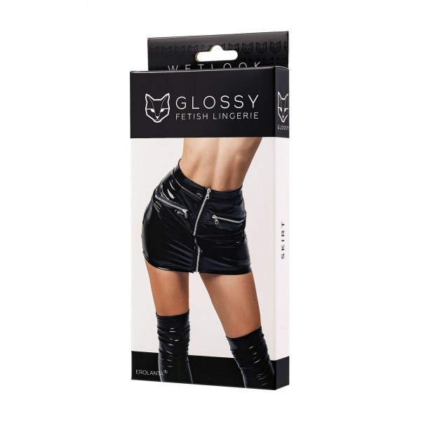 Glossy Billie, skirt, wetlook, black, S 6975562455572 Szoknya
