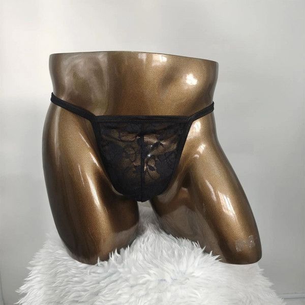 Men Thong Panties, Black, S-L 6427885031624 Férfi fehérnemű