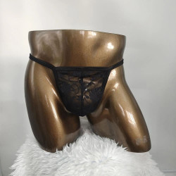 Men Thong Panties, Black, S-L 6427885031624 Férfi fehérnemű Férfi fehérnemű
