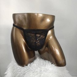 Men Thong Panties, Black, S-L 6427885031624 Férfi fehérnemű Férfi fehérnemű