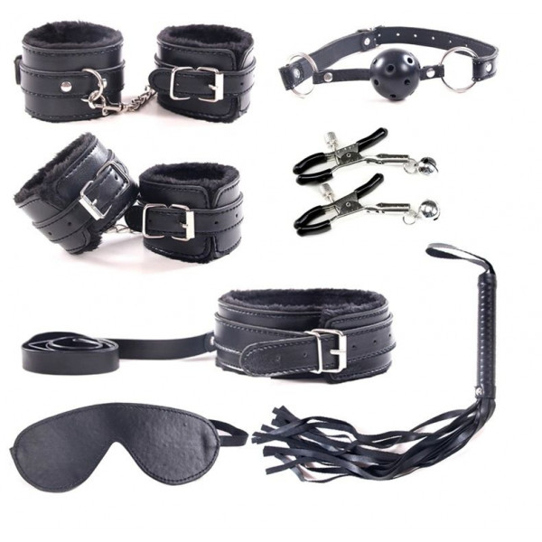 Obey Me! 7 Piece BDSM Kit, Black, Guilty Toys 6427885033048 szett