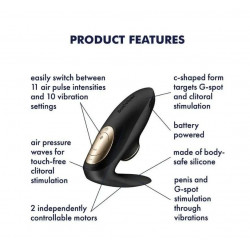 Pro 4 Couples, 11 Suction Modes, 12 Vibration Modes, Silicone, Battery Charging, Silicone, Black, 8.5 cm 4061504084022 Multifunkciós