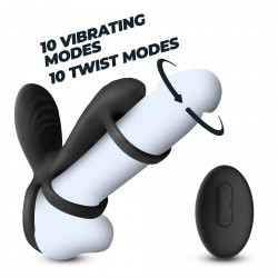 Crushious Tornado Rotating Penis Armour with Remote Control, 10 Vibration Modes, 10 Rotation Modes, Silicone+ABS, USB, 12 cm  7403254162167 Multifunkciós